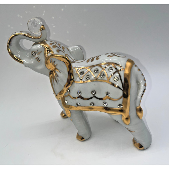 Vintage Capodimonte figurine Elephant with Big Swarovski Crystal Ball Holding - Picture 15 of 16